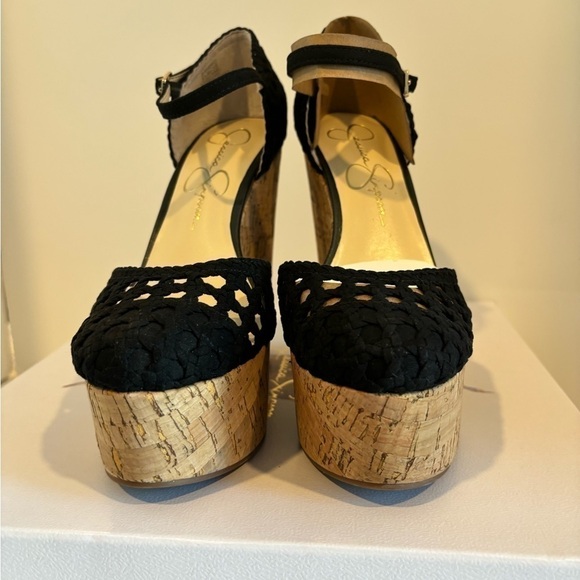 JESSICA SIMPSON Marshela Ankle-Strap Platform Wedge Sandals Woven Cutout shoes - Picture 7 of 16